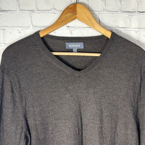 Bonobos Mens Brown Extra Fine Merino Wool Slim Fit Long Sleeve Sweater size L - Picture 2 of 6
